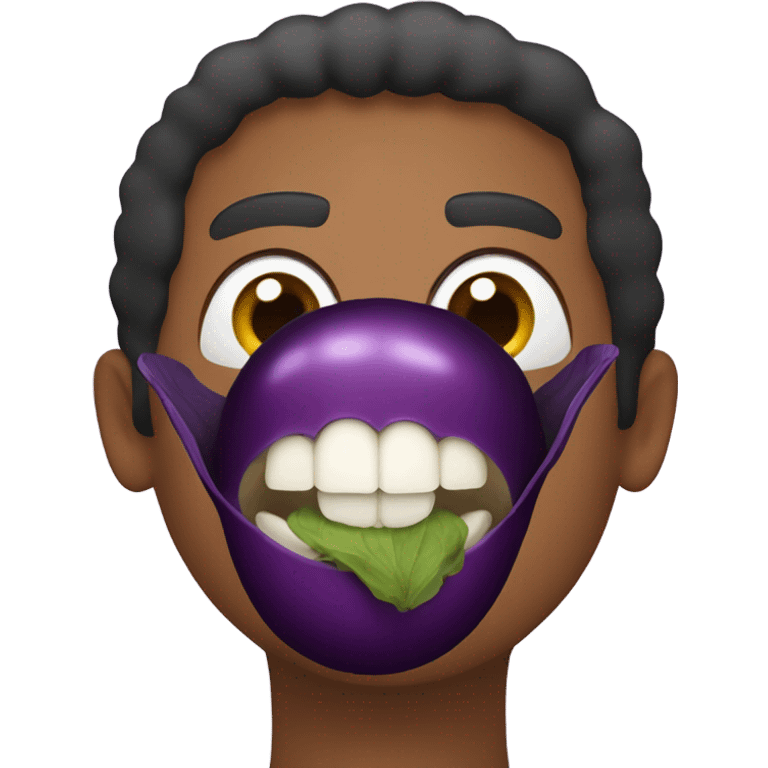 Egg plant in mouth emoji