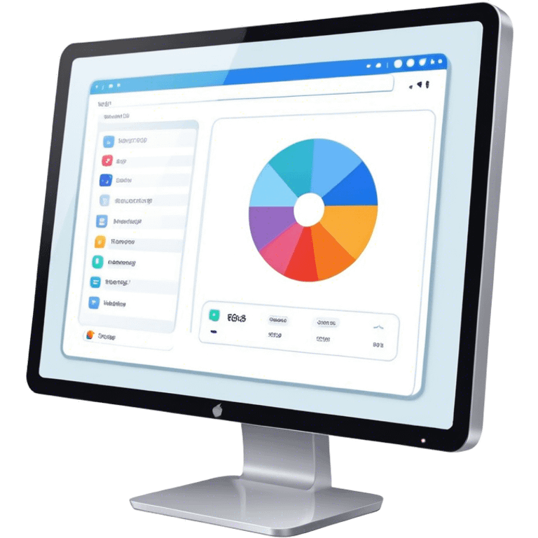 Create an emoji for UX/UI design. Show a monitor or tablet with a web interface mockup displayed on the screen. Use modern, professional colors. Do not include any emojis or smiley faces. Make the background transparent. emoji