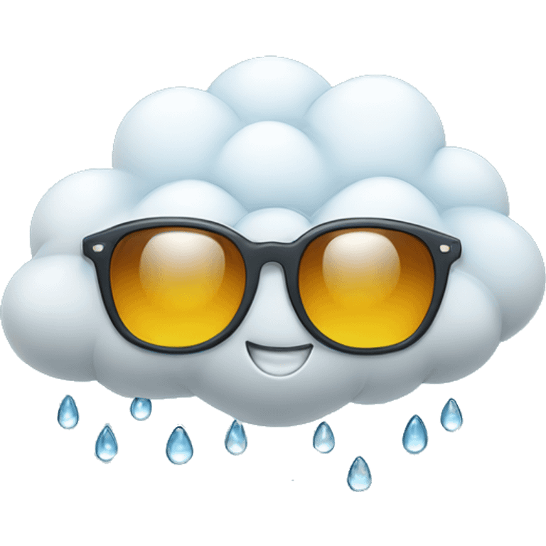 rainy cloud , rain droplets with sunglasses and smiling emoji