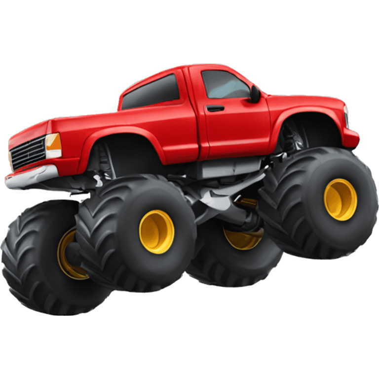 RED Monster truck FLYING THROUGH THE AIR.  emoji