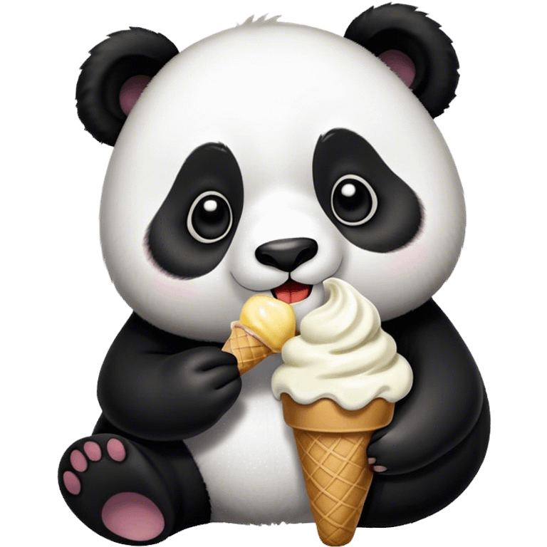 Panda eating ice cream emoji