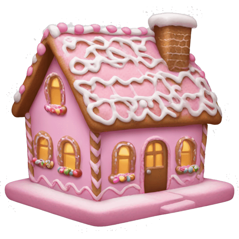 A pink gingerbread house emoji