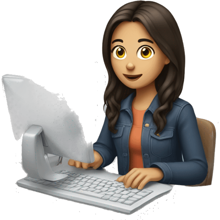 brunette girl typing emoji