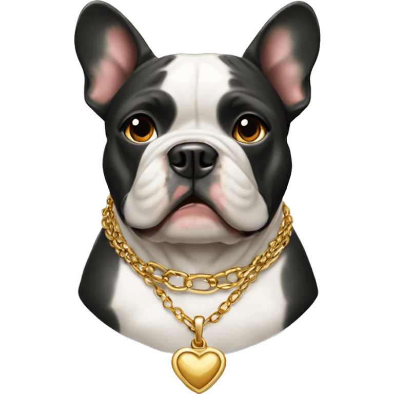 french bull dog wearing necklace emoji