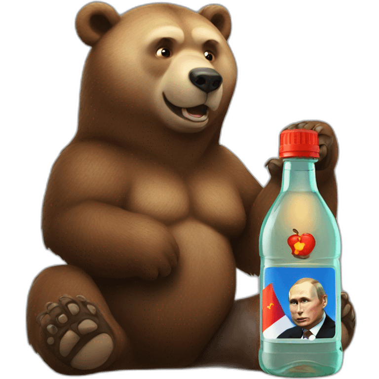 Vladimir Putin on a bear with a bottle of vozka emoji