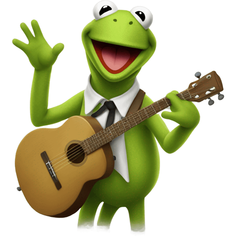 Kermit the frog singing passionately  emoji