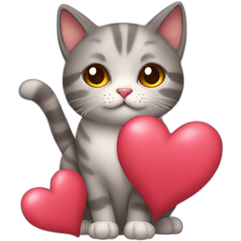 Cat with big heart cute  emoji