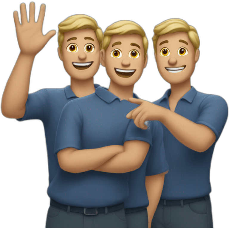 three mens waving emoji