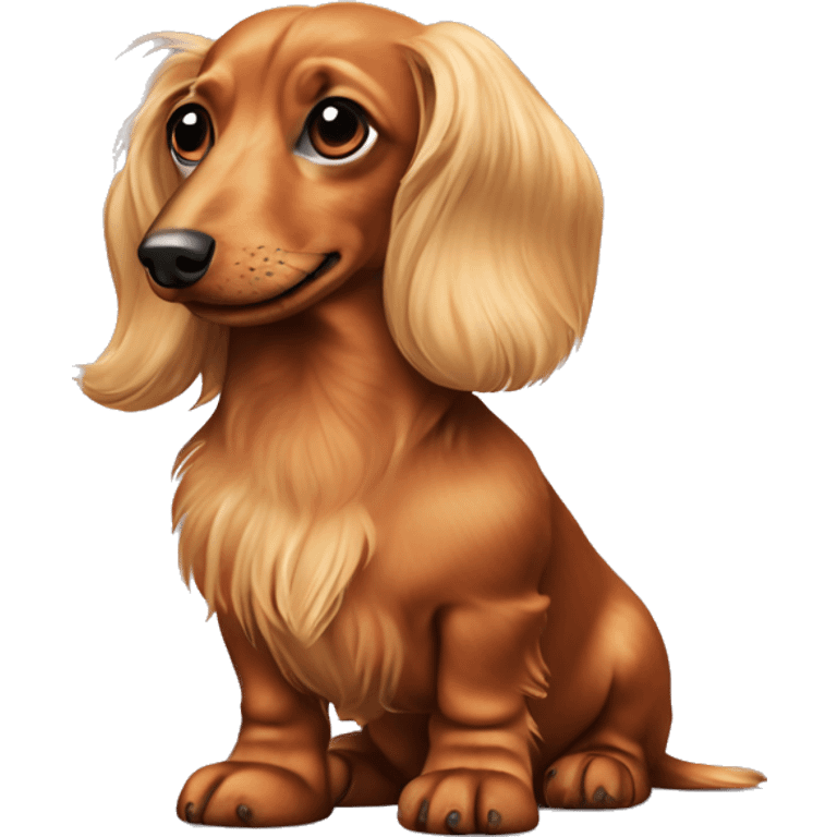 Fullbody Longhair piepald dachshund emoji