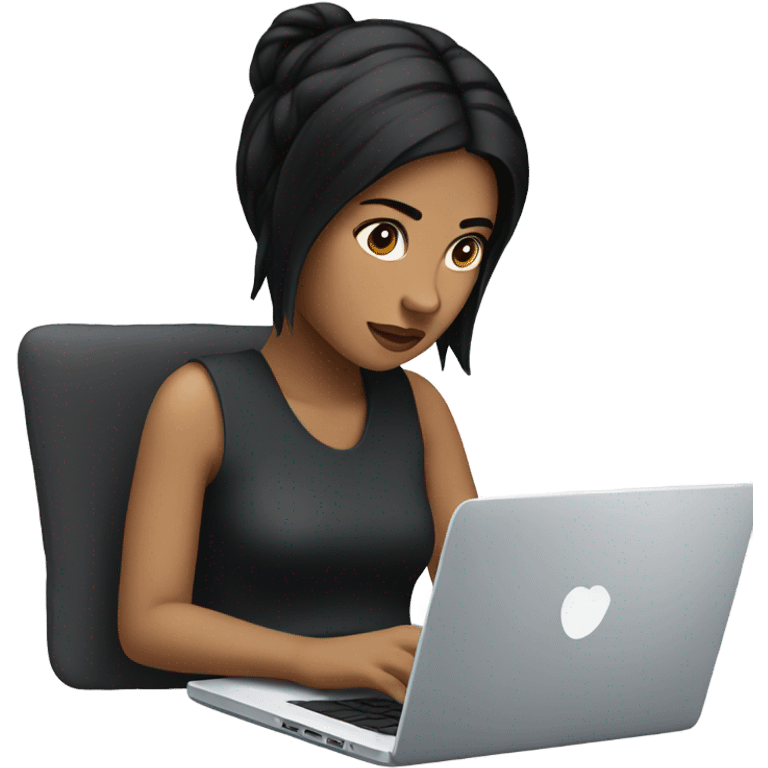 girl profile with laptop  with black hair emoji