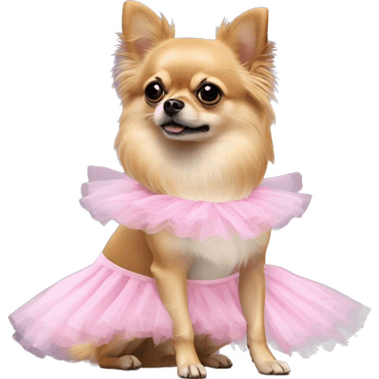 Pomeranian chihuahua mix wearing tutu emoji