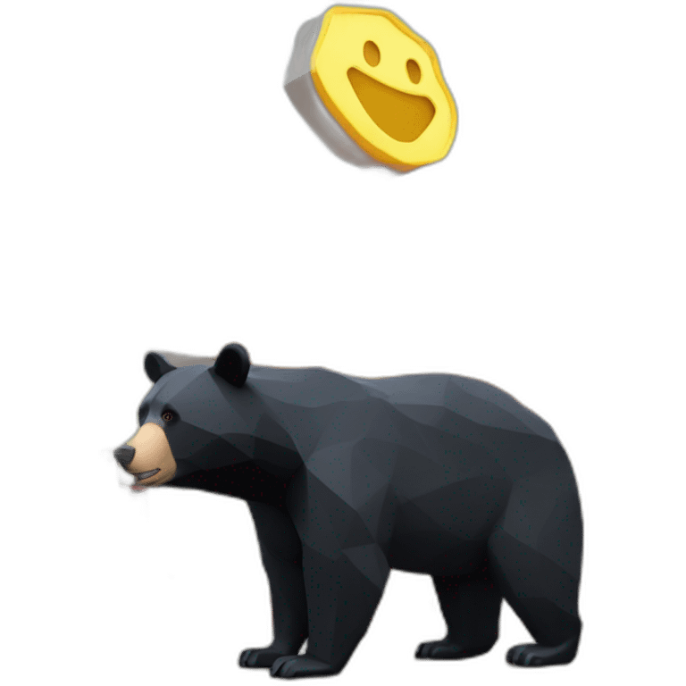 Lowpoly black bear with gas station emoji