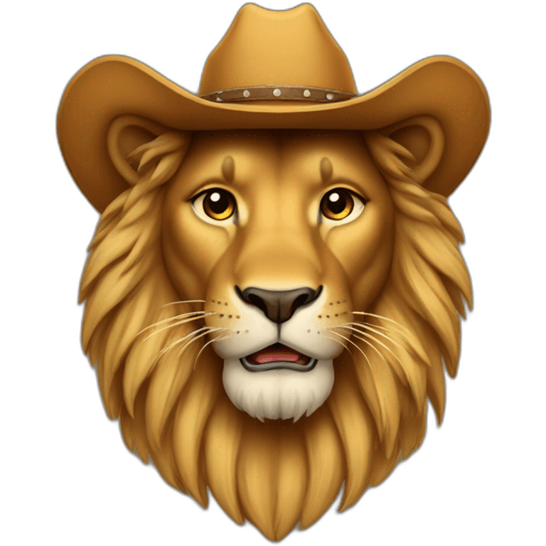 lion wearing cowboy hat emoji