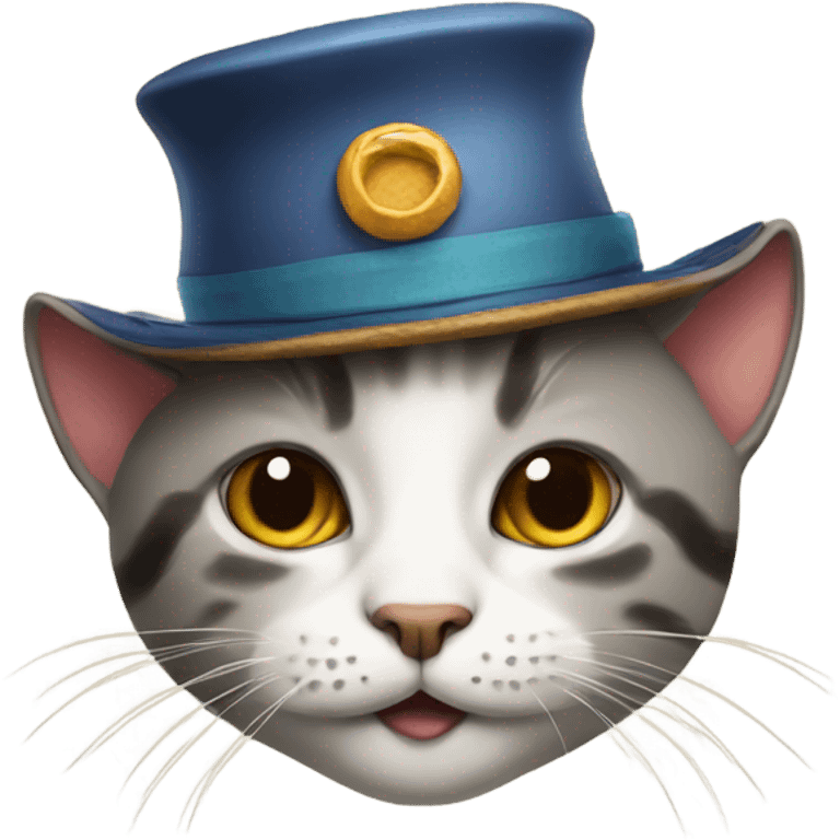 Cat with funny hat emoji