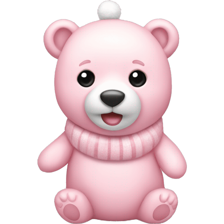  cute light pink Christmas bear emoji