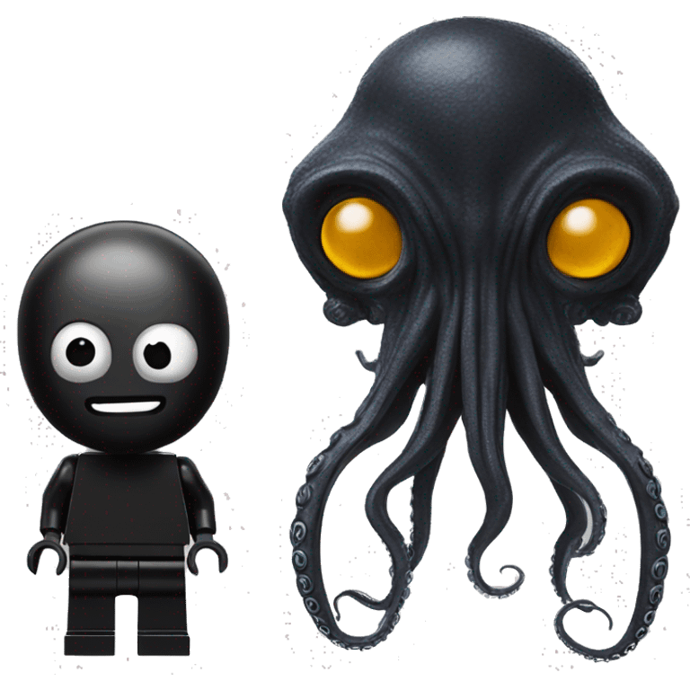 black Alien Octopus with lego man emoji