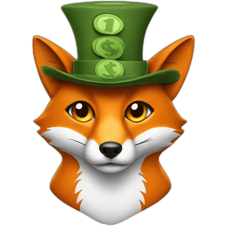 fox with money eyes in a funny hat emoji