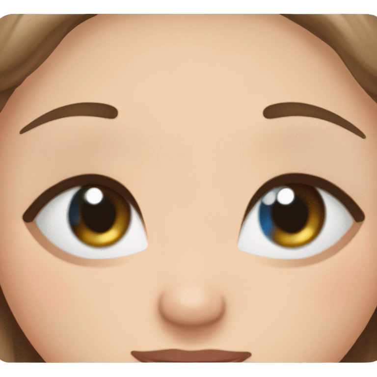 Girl with straight brown hair and blue eyes and long bottom eyelashes and a tiara emoji