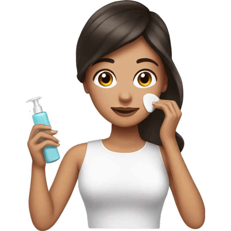 Brunette girl applying skincare  emoji