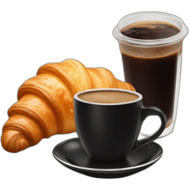 croissant and iced black coffee emoji