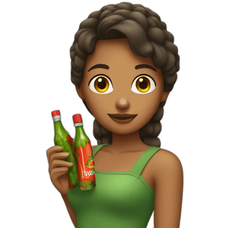 girl with tabasco and pickels emoji