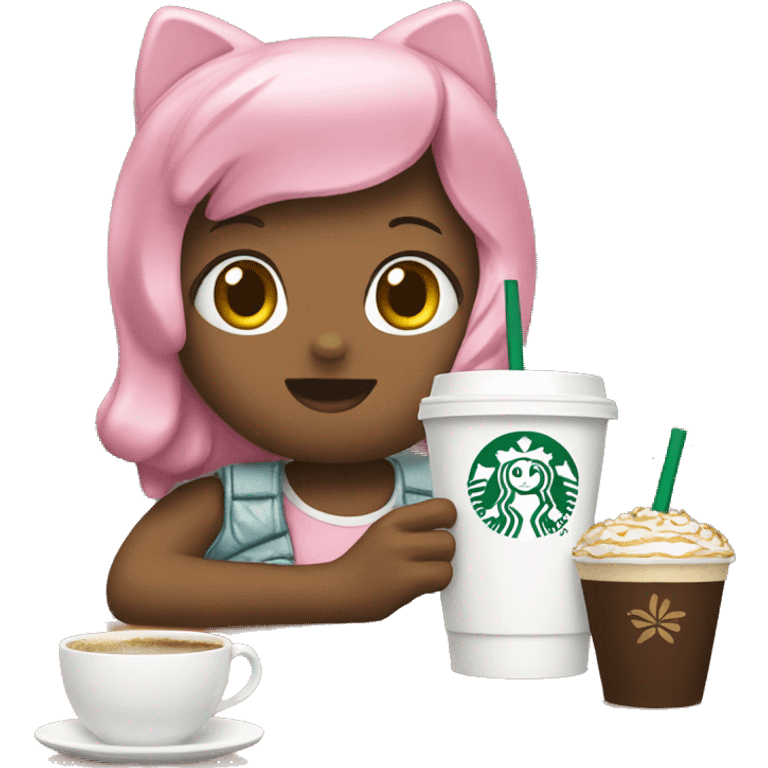 Hello kitty drinking starbucks emoji