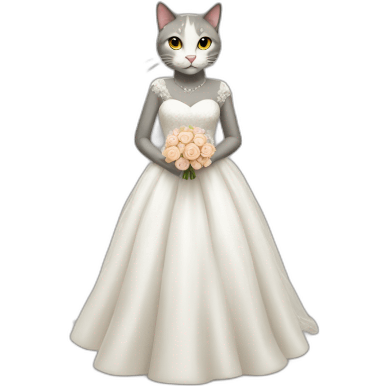 cat wears wedding dress emoji