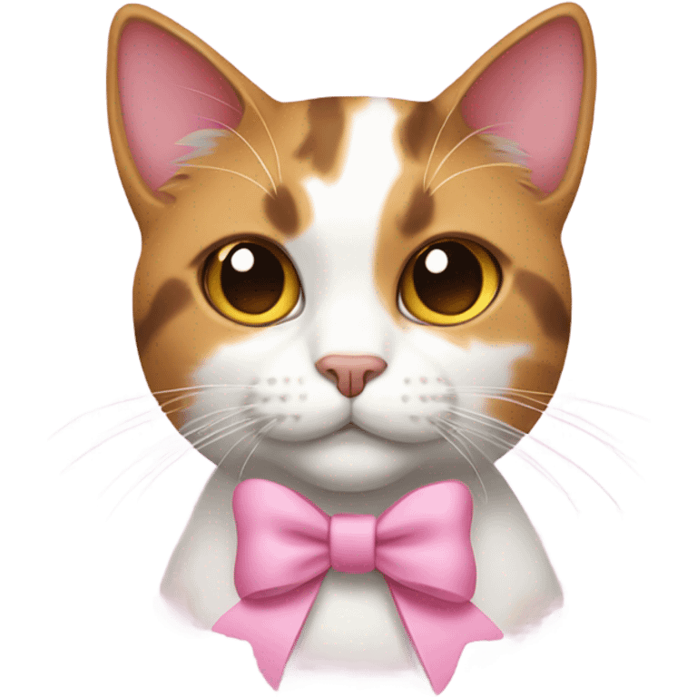 calico cat with a pink bow emoji