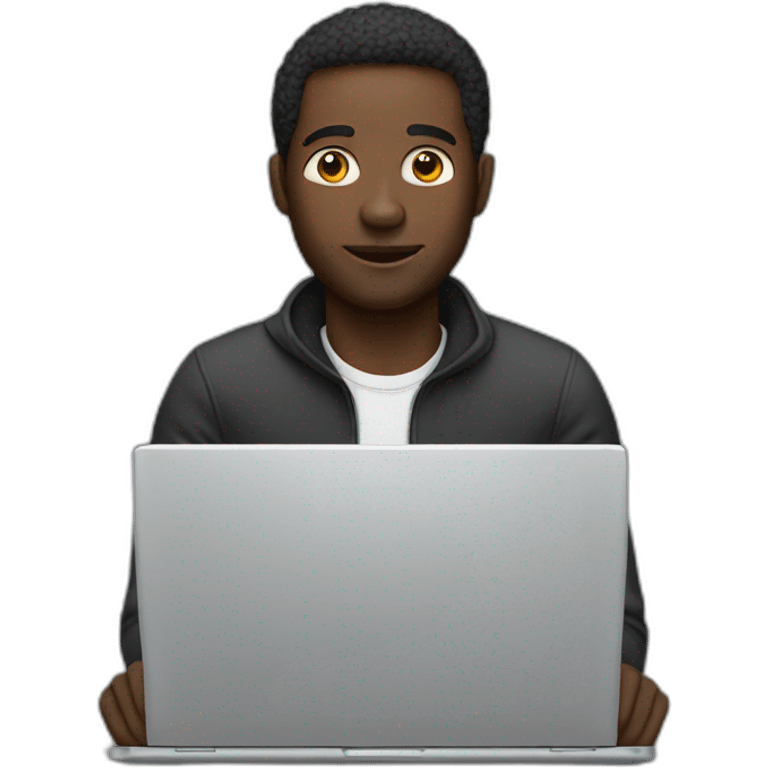 black man behind laptop emoji