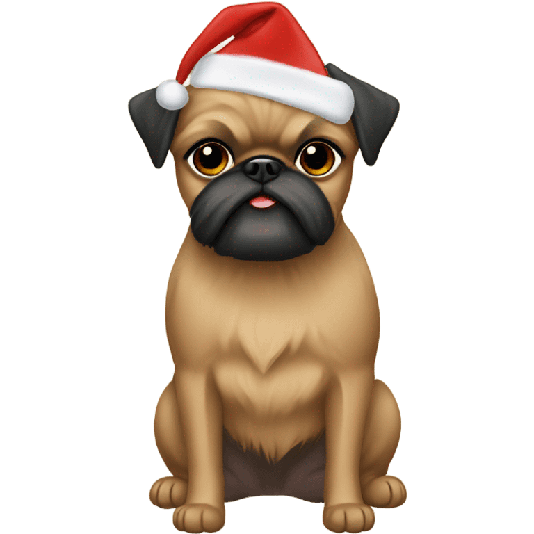 Tan brussels Griffon Christmas hat  emoji