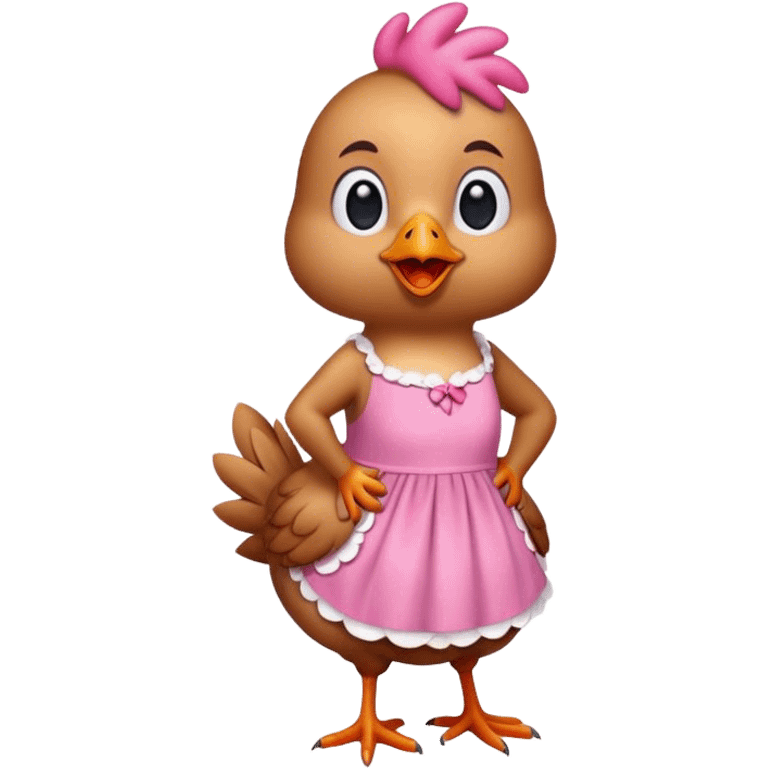 chicken in pink dress emoji