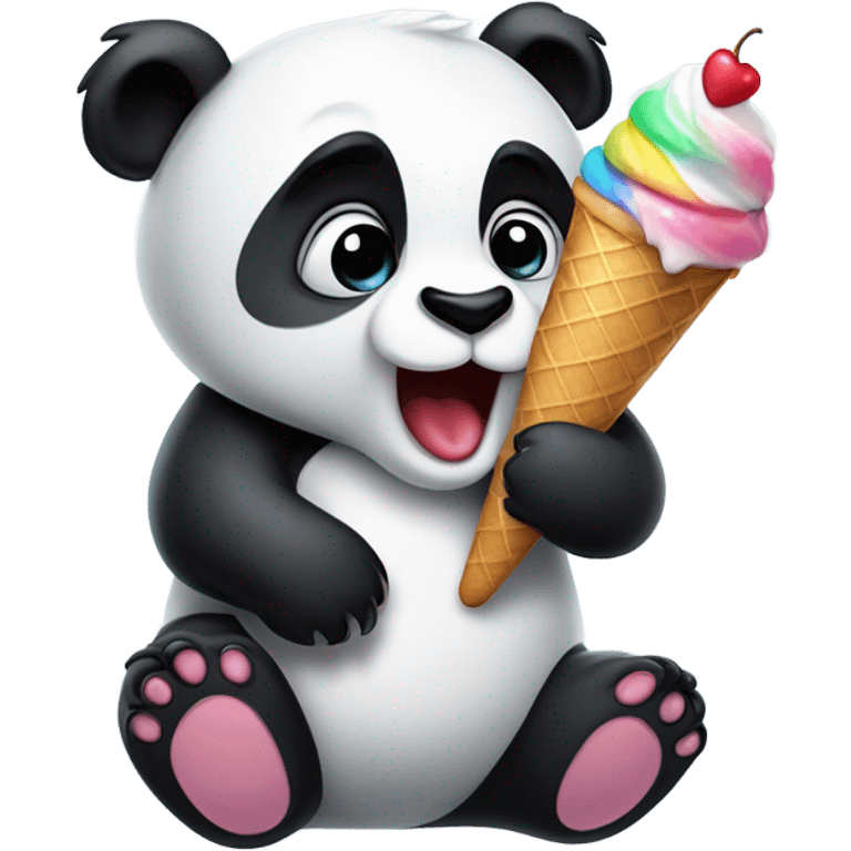 Panda eating ice cream emoji