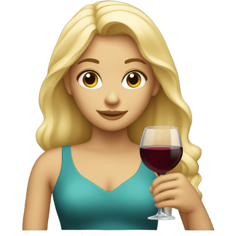 Blonde girl with wine glass emoji