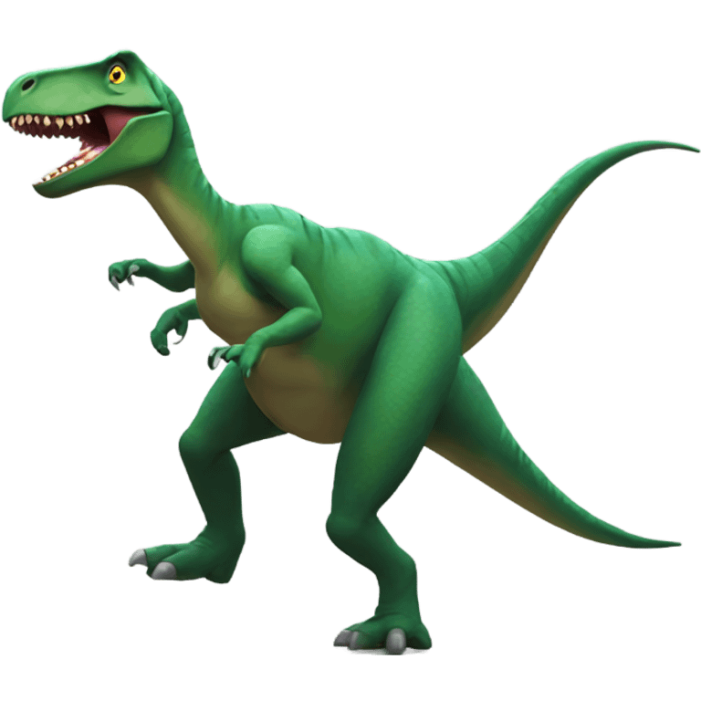 A dinosaur dancing emoji