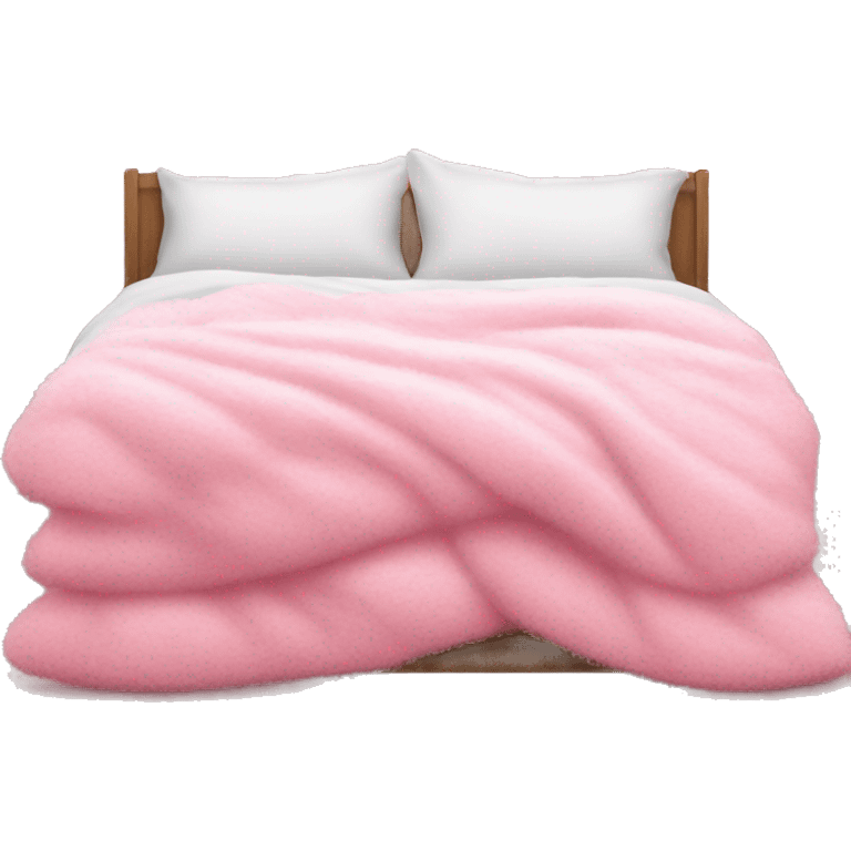 White bed with pink fluffy blanket and pink pillows  emoji