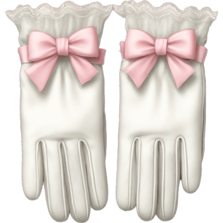 vintage rococo white gloves with light pink bows  emoji