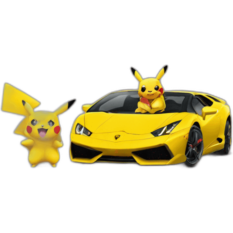 Pikachu avec une lamborghini emoji