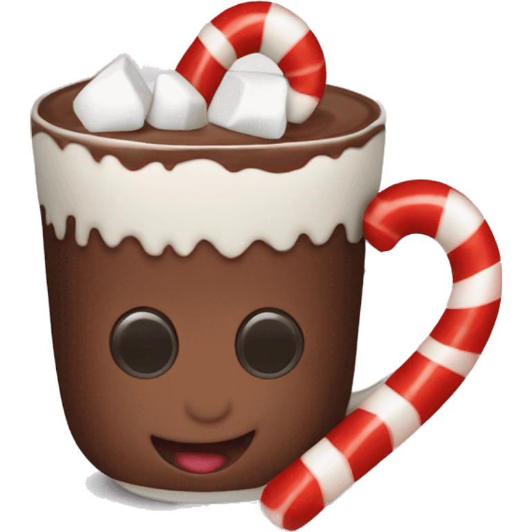  hot chocolate with marshmallows and a candy cane  emoji