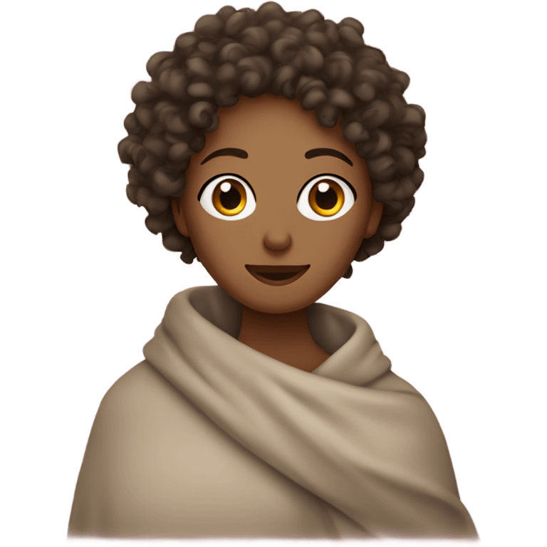 curly haired woman wrapped in blanket  emoji