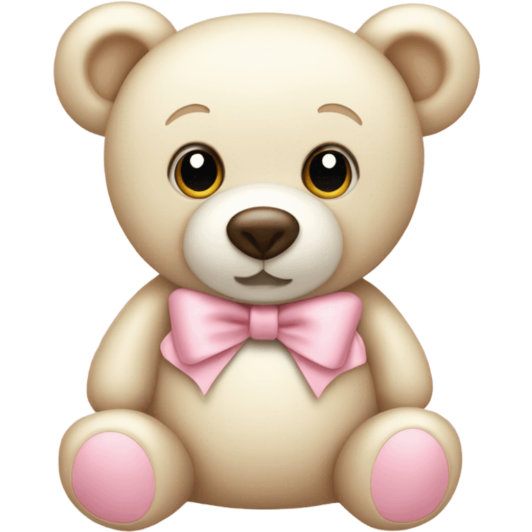 cream colored teddy bear with pastel pink bow emoji