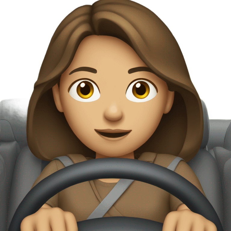 Girl with brown hair driving through Hollywood emoji