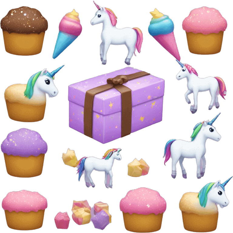 Caja de dulces con unicornios  emoji