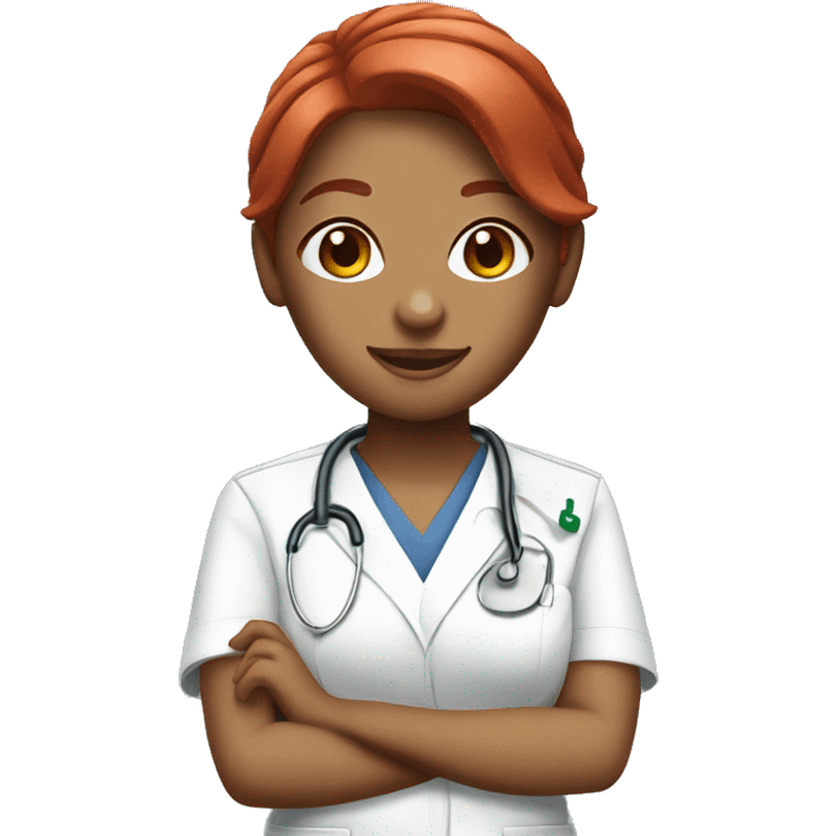 cute nurse with scrubs red hair  emoji