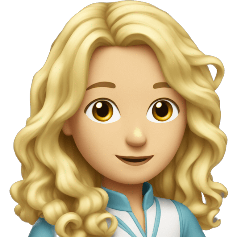 a blond girel with wavy hare from the ba emoji