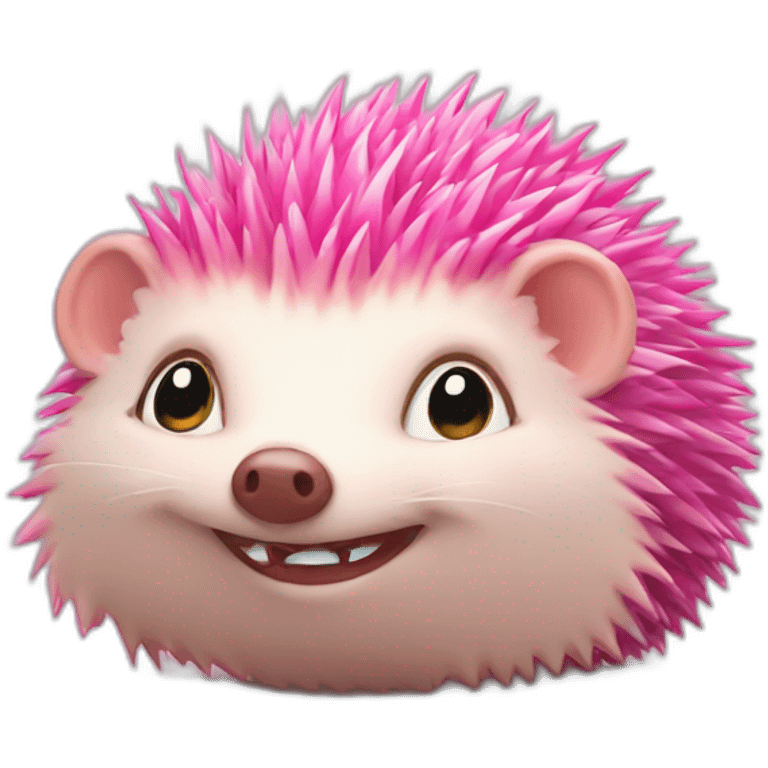 happy pink hedgehog emoji