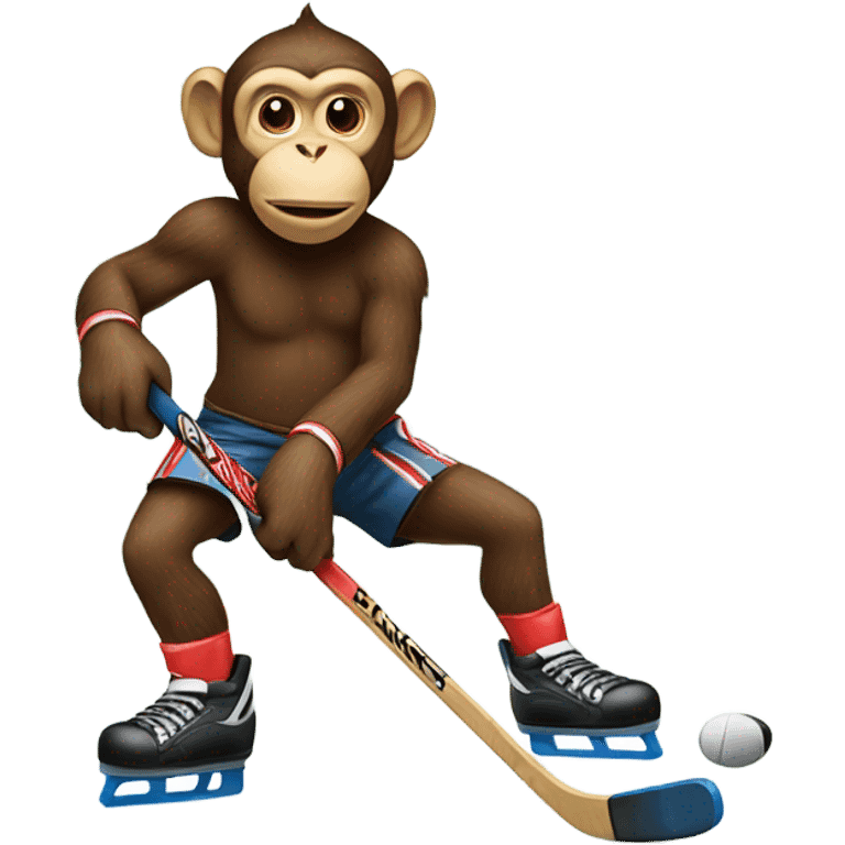 Monkey playing hockey on top of trees emoji