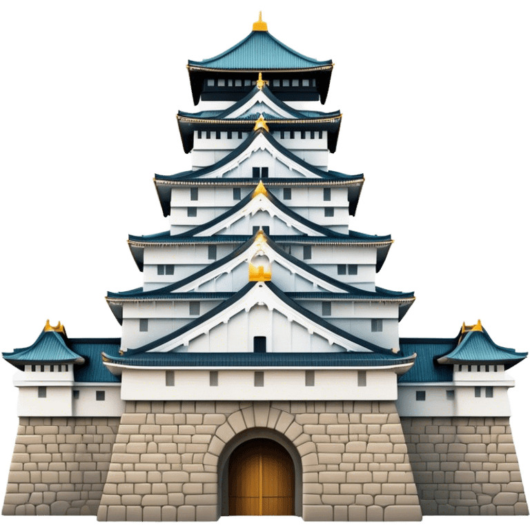 Cinematic Realistic Osaka Castle Landmark Emoji, showcasing the majestic historic castle rendered with dramatic stone textures and regal, natural lighting. emoji