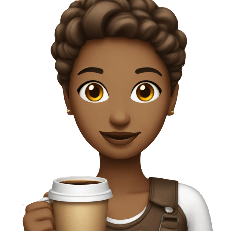 pretty girl with coffee emoji