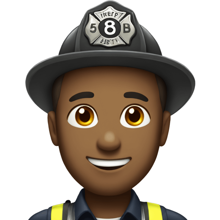 Firefighter wearing a badge that says 58 on it emoji