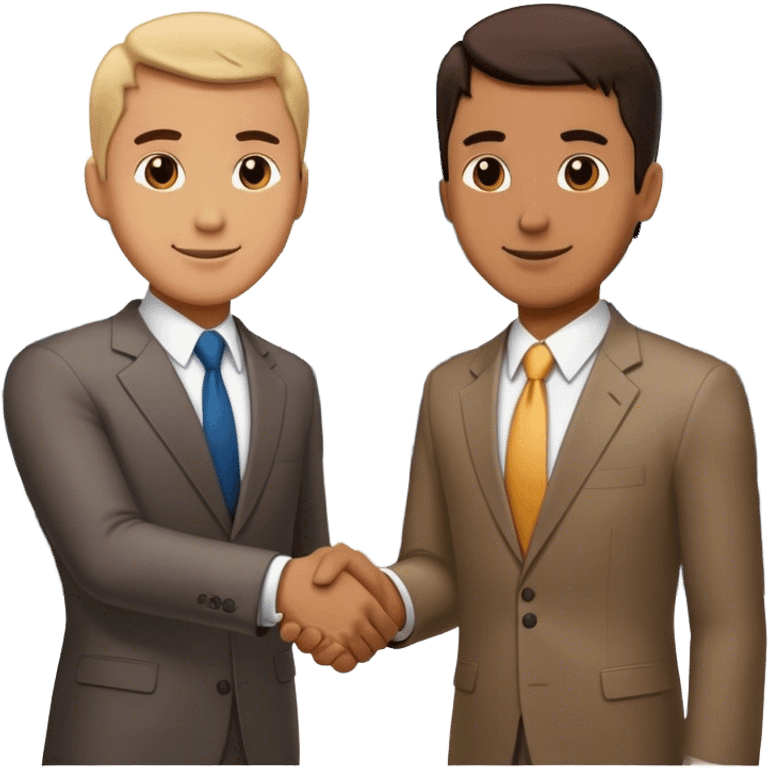 two business man shaking hands with buildings emoji